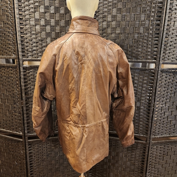 Vintage 80's Georgetown Leather Parka Jacket sz Medium - Picture 3 of 12